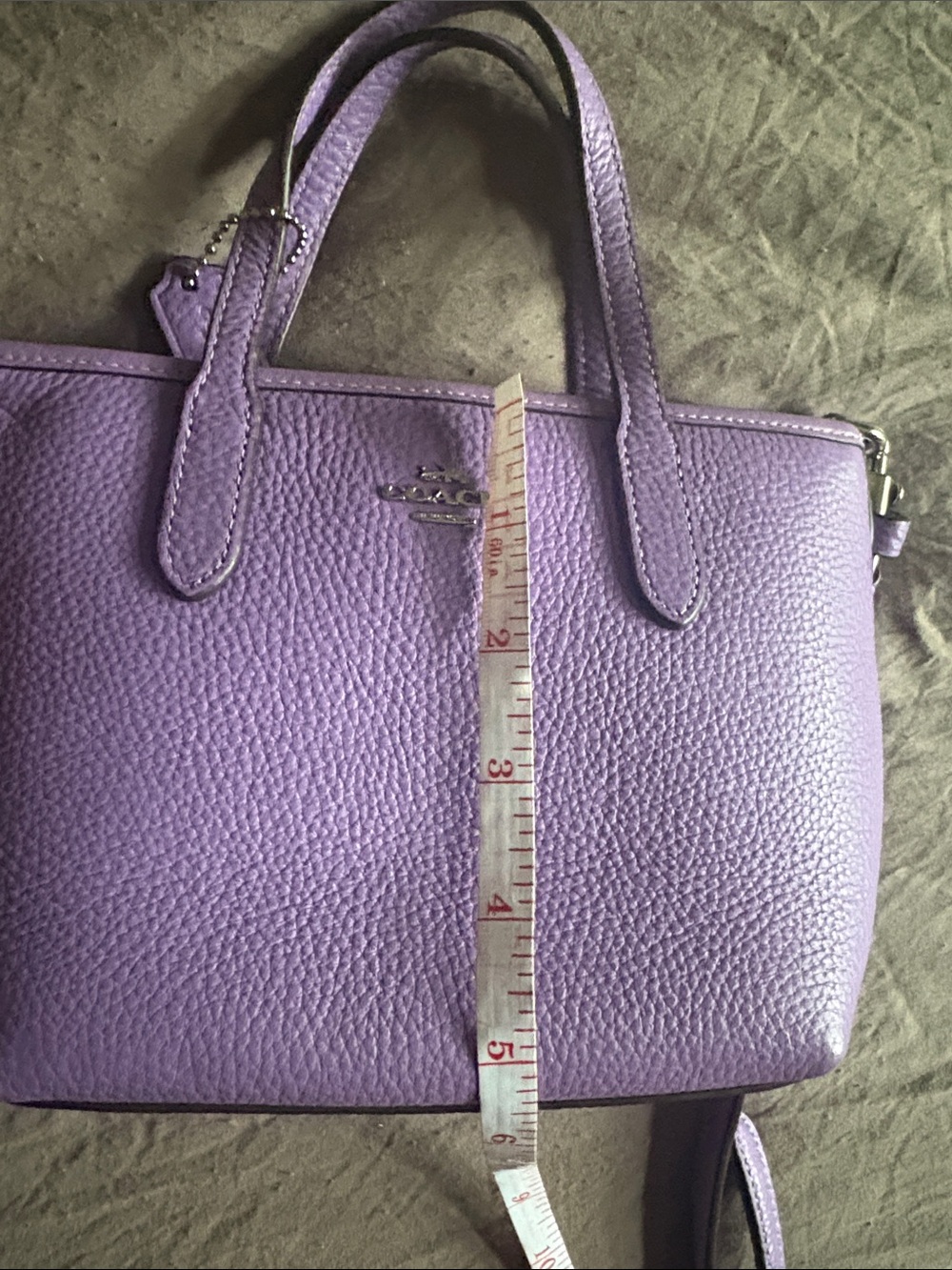 Coach Lavender Pebbled Leather Crossbody Tote - Picture 6 of 6